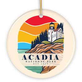 OrnamentallyYou - Acadia National Park Retro Style Ornament Maine USA Tourist Attraction and Gift - Multi-colored