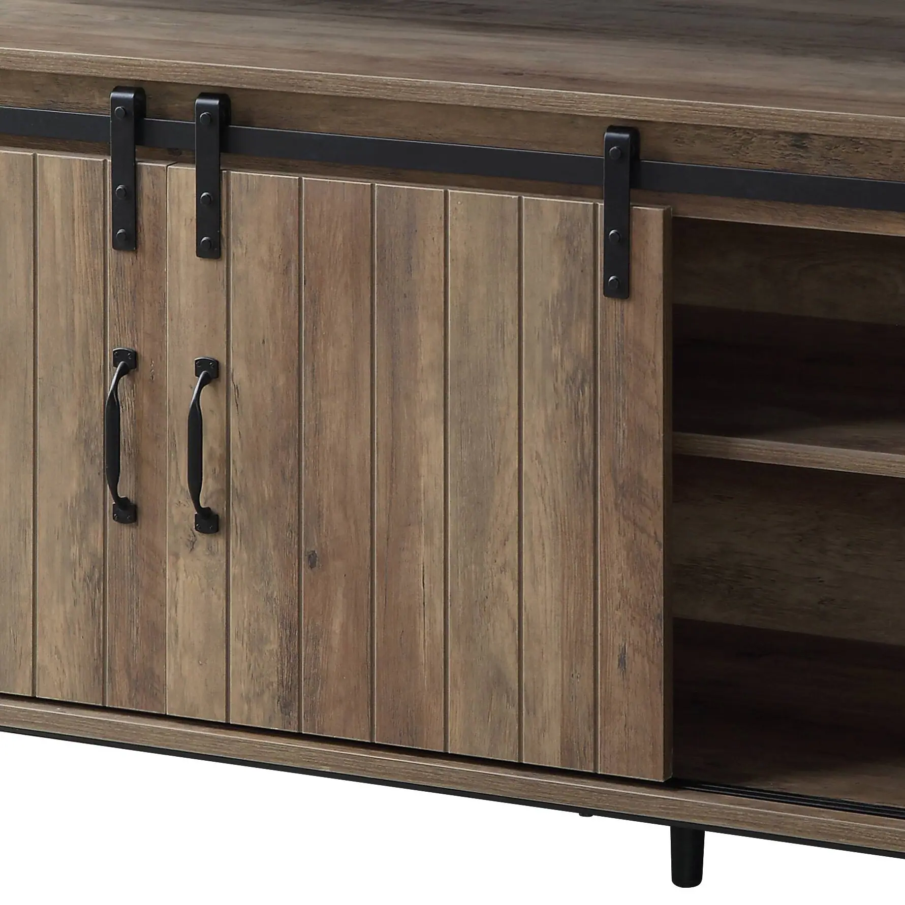 Back. APRILSOUL - Rashawn Rustic Oak and Black Finish TV Stand - Oak.