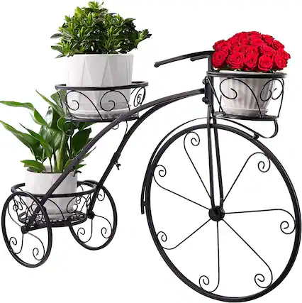 Front. Sorbus - Sorbus Tricycle Plant Stand - Flower Pot Cart Holder - Ideal for Home, Garden, Patio - Great Gift for Plant Lovers - Black.