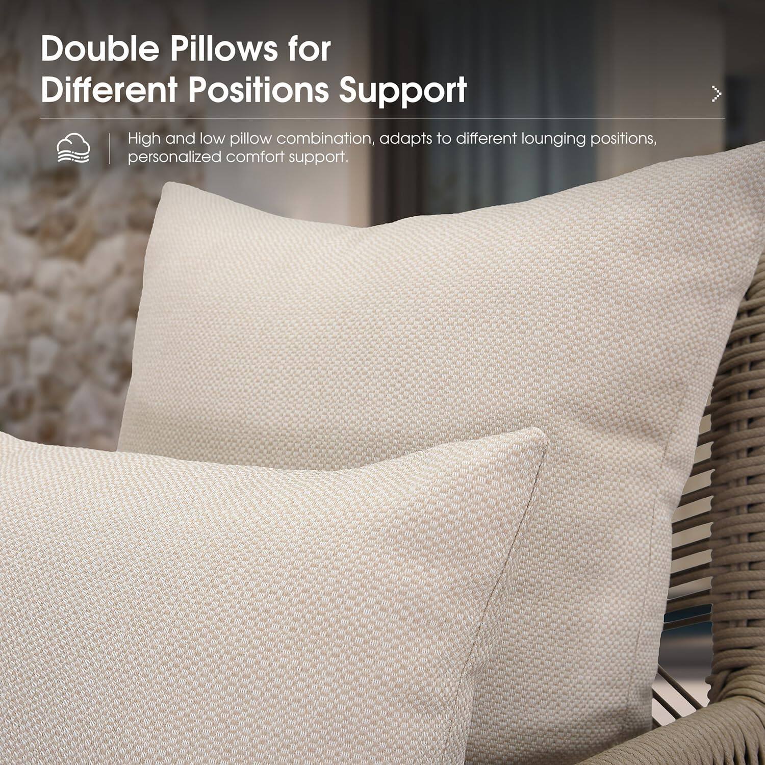 Double Pillows for Different Positions Support

High and low pillow combination, adapts to different lounging positions, personalized comfort support.
