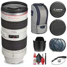 Canon - EF 70-200mm f/2.8L USM Lens (2569A004) + Filter Kit + Cap Keeper + More (International Version)