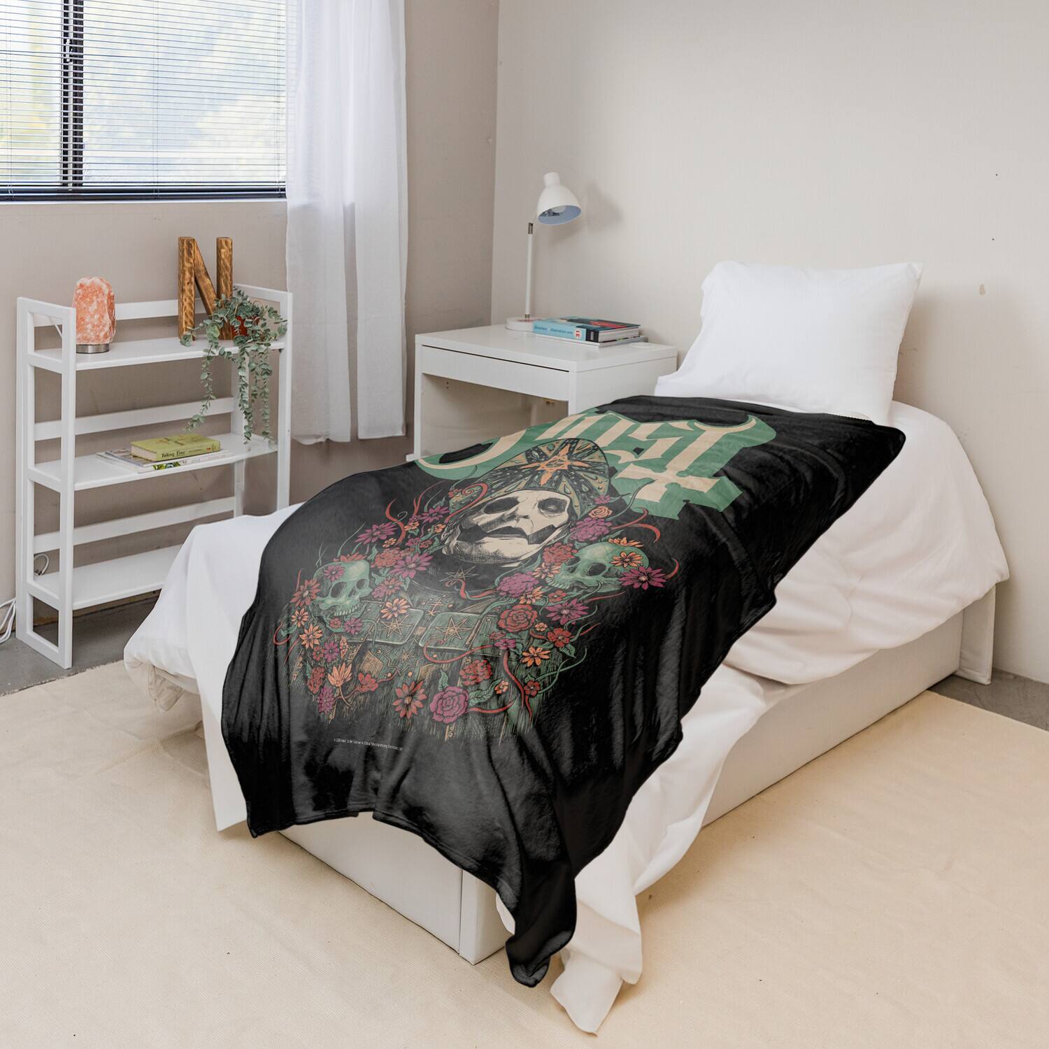 Alt View 2. PopMarket - Ghost - Rocksax - Ghost - Bliss - Sherpa Fleece Blanket (60 in x 80 in) - Multicolor.