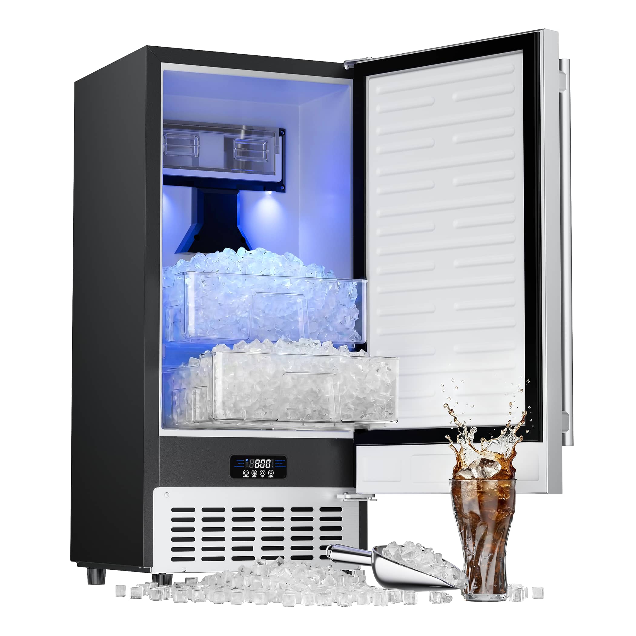 Coolski - 15 in. 80lbs/24H Commercial Nugget Ice Maker, Bulit-in/Freestanding, Auto-Cleaning - Black price history on PriceWatchPro