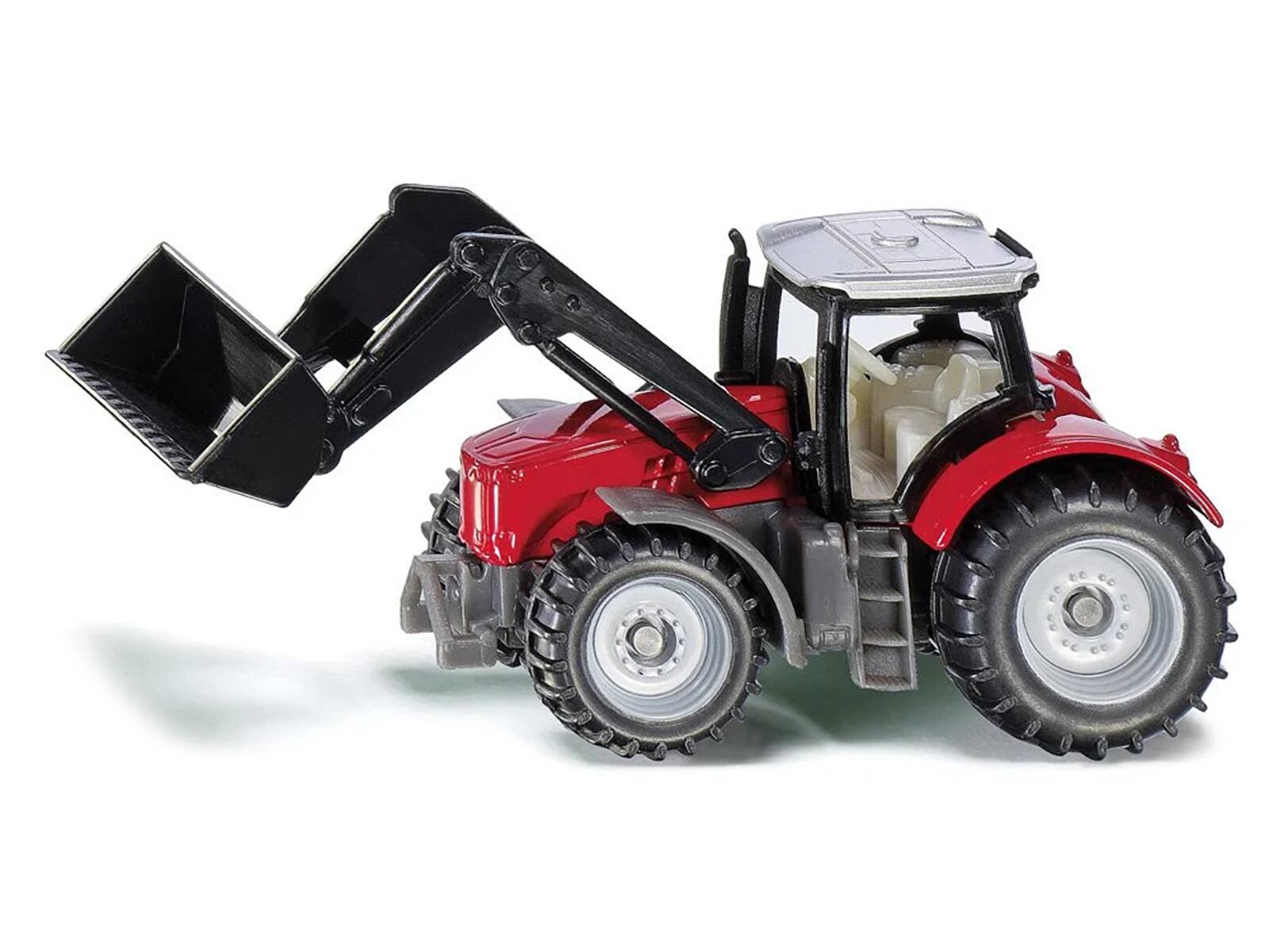 Alt View 1. SIKU - Massey Ferguson Tractor with Front Loader Red with Silver Top Diecast Model by Siku.