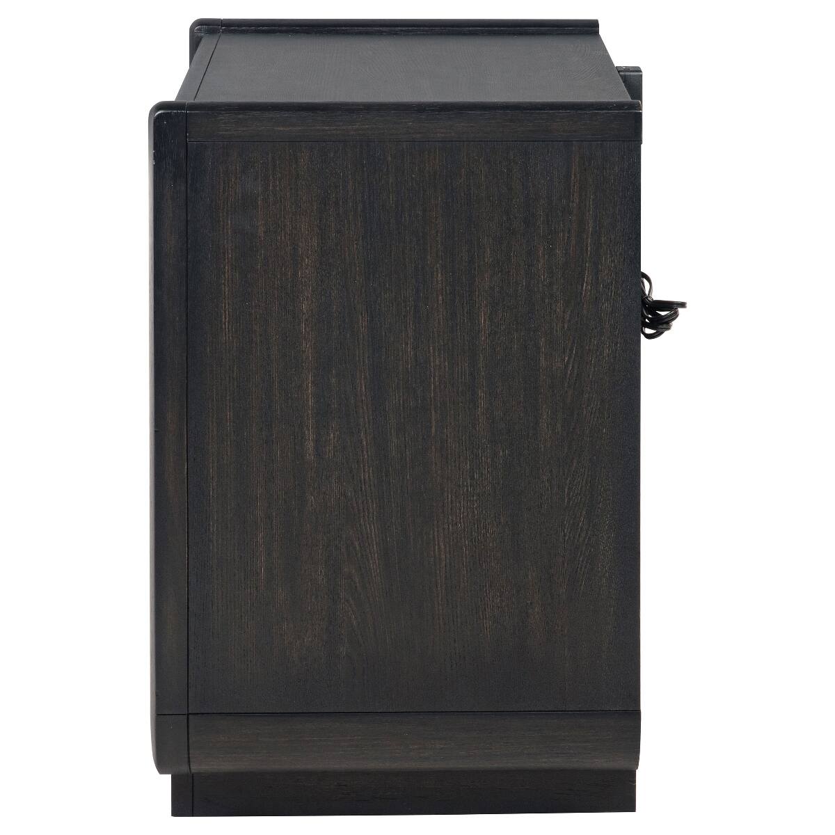 Alt View 2. Loheer - Loheer Burnished Black Two Drawer LED Nightstand with USB-A and USB-C Ports - Burnished Black.
