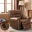Left. Bestier - Oversized Brown Vegan Leather Manual Power Recliner with Nailhead Trim and USB Port - Brown.