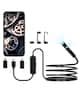 Front. VEVOR - Endoscope Camera with Light, Dual Lens Borescope for Android & IOS, 1920P HD Inspection Camera with 8 + 1 LED Lights - Black.