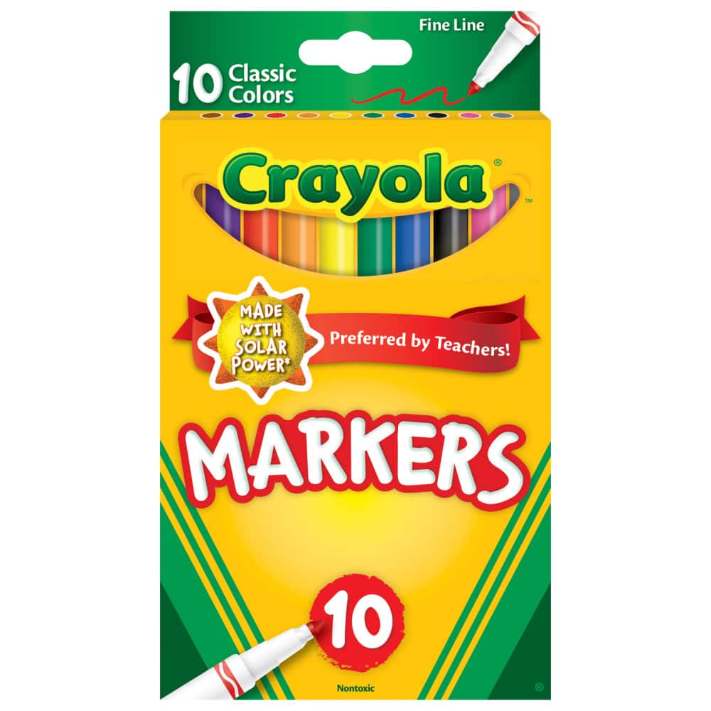 Crayola - Fine Line Markers Classic Colors Pack of 10 - Assorted