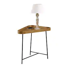 FurniFact - Triangle End Table, Driftwood - Driftwood / Black