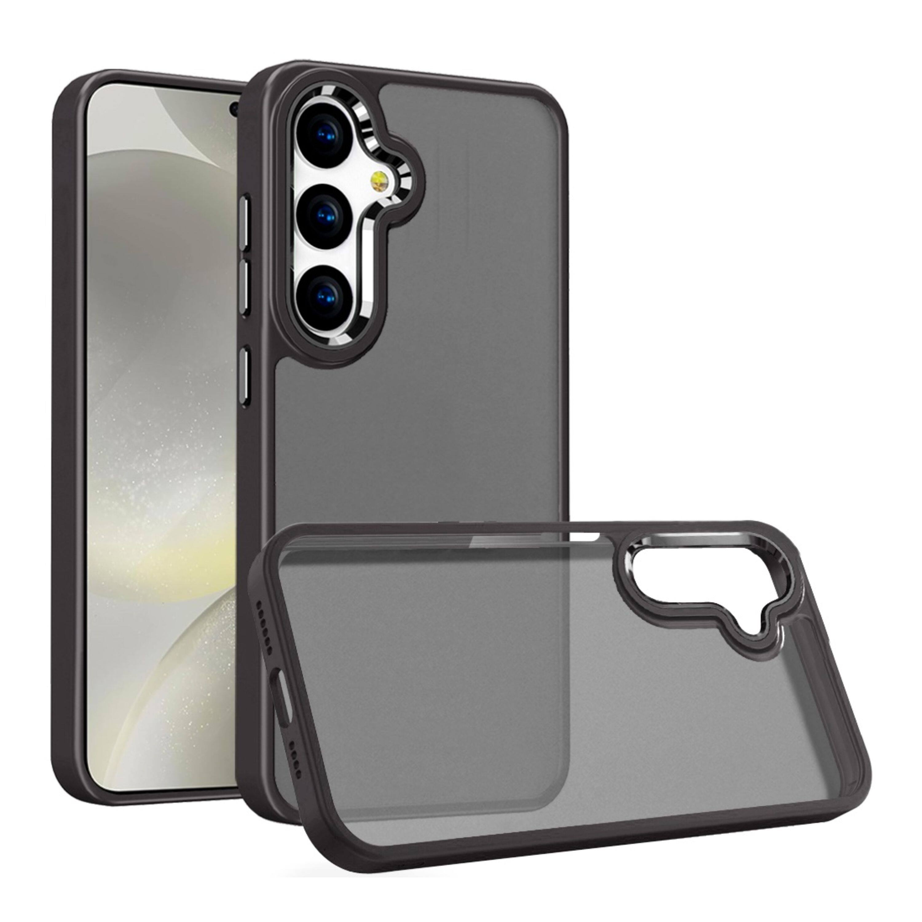 Kitcheniva - Rubber Thick Acrylic Metal Buttons Phone Case With Tempered Glass For Samsung Galaxy S25/S24 - Black price history on PriceWatchPro