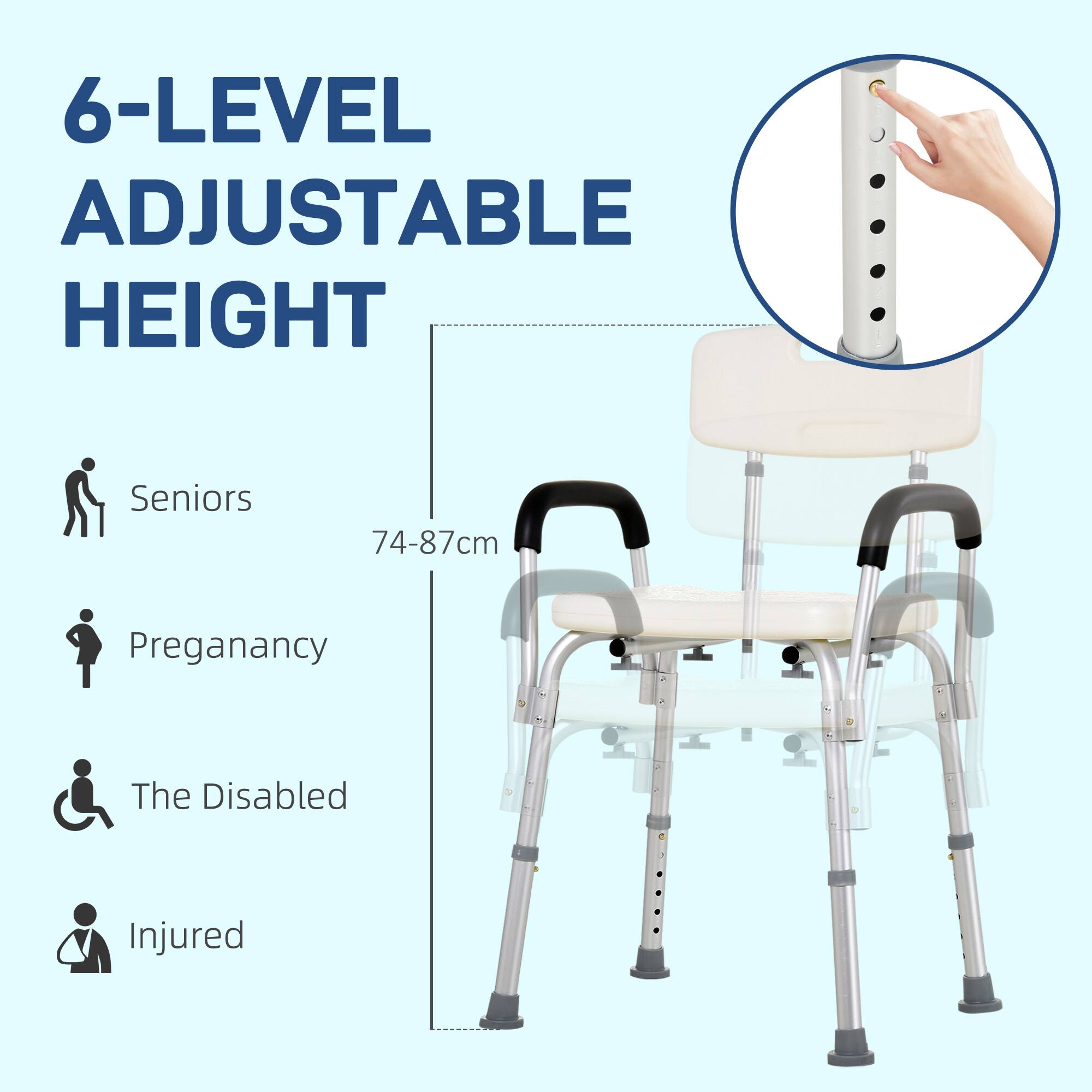 6-LEVEL ADJUSTABLE HEIGHT

Seniors: 74-87cm  
Pregnancy  
The Disabled  
Injured