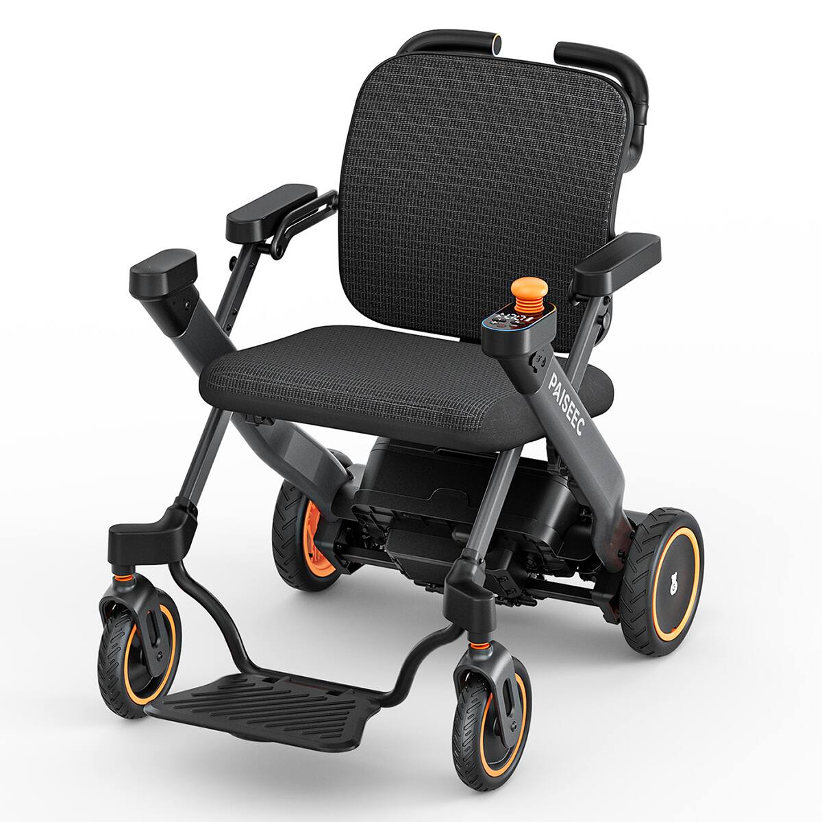 Paiseec - 3in1 Electric Wheelchair with Push-Assist, Foldable Power Wheelchair for Travel, Indoor, Outdoor Use Left-Hand Joystick - Gray