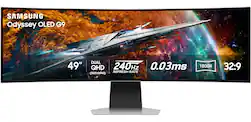 Samsung - 49" Odyssey OLED G9 (G95SC) DQHD 240Hz 0.03ms G-Sync Compatible Curved Smart Gaming Monitor - Silver - Front_Zoom