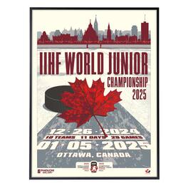 Fan Creations - 2025 IIHF World Junior Championship 18" x 24" Deluxe Framed Serigraph - Multicolor