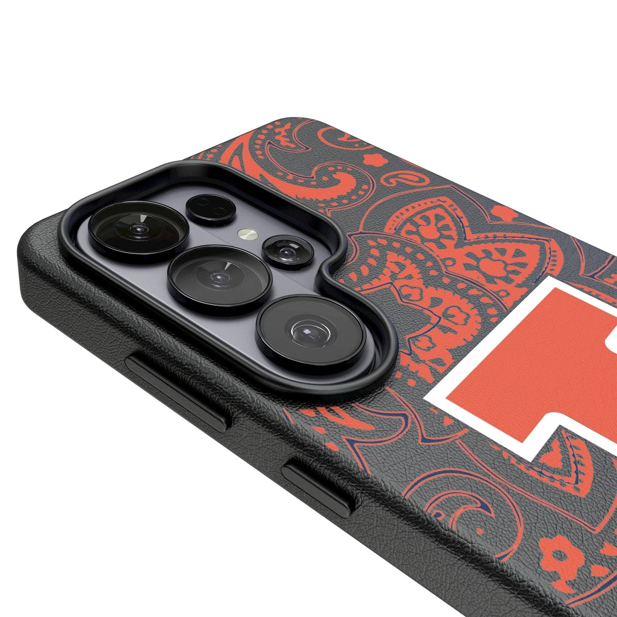 Alt View 2. Keyscaper - Illinois Fighting Illini Paisley Galaxy Magnetic Bump Case - S25 - Black.