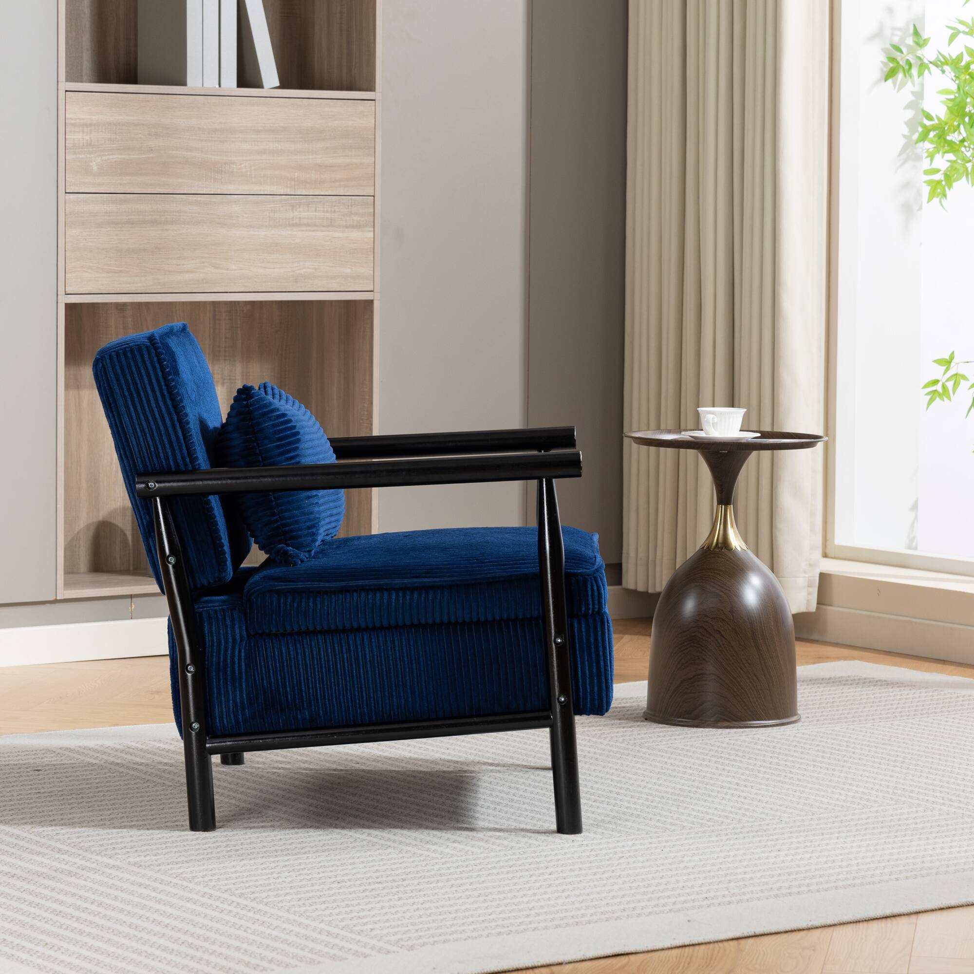 Alt View 6. GOODSILO - Modern Upholstered Accent Armchair with Hidden Storage and Waist Support Cushion for Living Room Bedroom - Antique Blue.