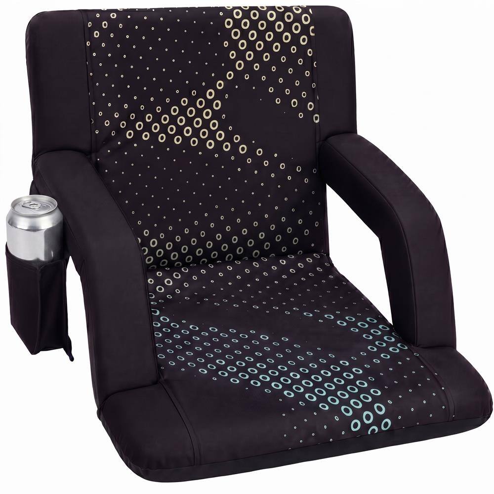 Front. SereneLife - SereneLife Stadium Seat with Back Support, 21" Wide Padded Bleacher Chair, 6 Recline Positions, 450 lb - Black.