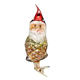 Inge Glas - Pinecone Gnome Enchanted Forest German Glass Christmas Tree Ornament FREE BOX - Green