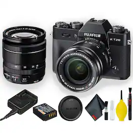 Fujifilm - X-T20 Mirrorless Digital Camera with 18-55mm Lens (Black) 16542751 - Starter Bundle