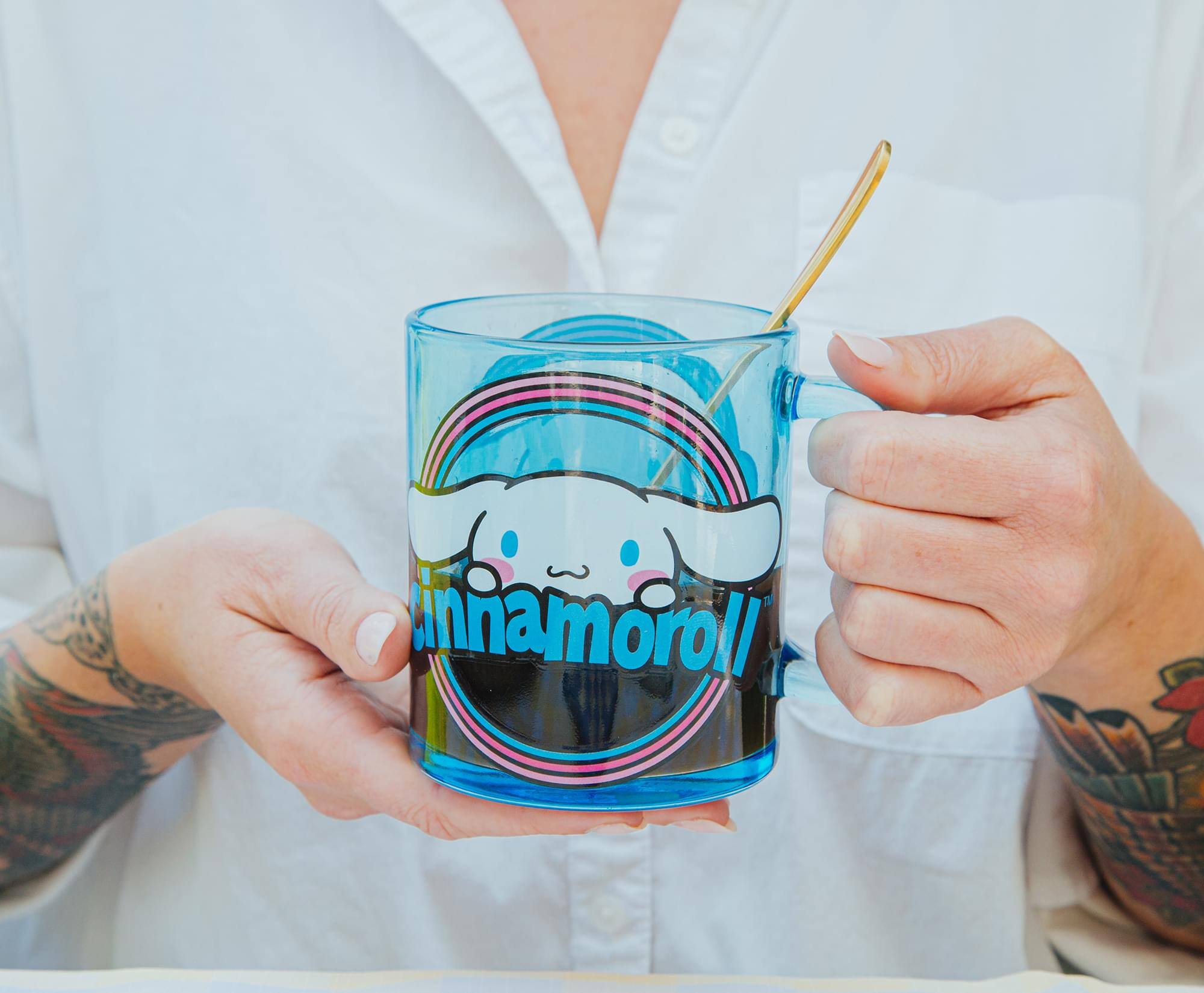 Alt View 5. Silver Buffalo - Sanrio Cinnamoroll Glass Coffee Mug | Holds 18 Ounces - Blue.
