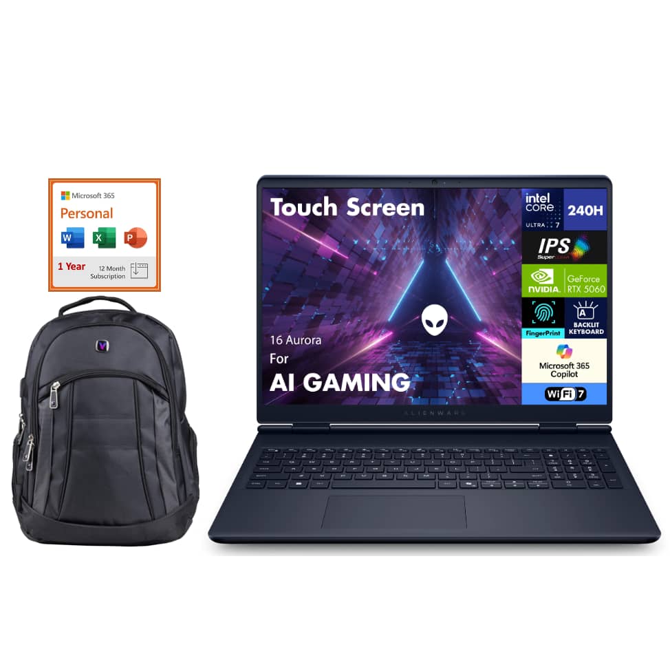 Alienware - 16 Aurora AC16250 Laptop 16.0 WQXGA (Intel Core 7 240H, 32GB DDR5, Win 11 Pro) w/Office 365 , Backpack - Blue