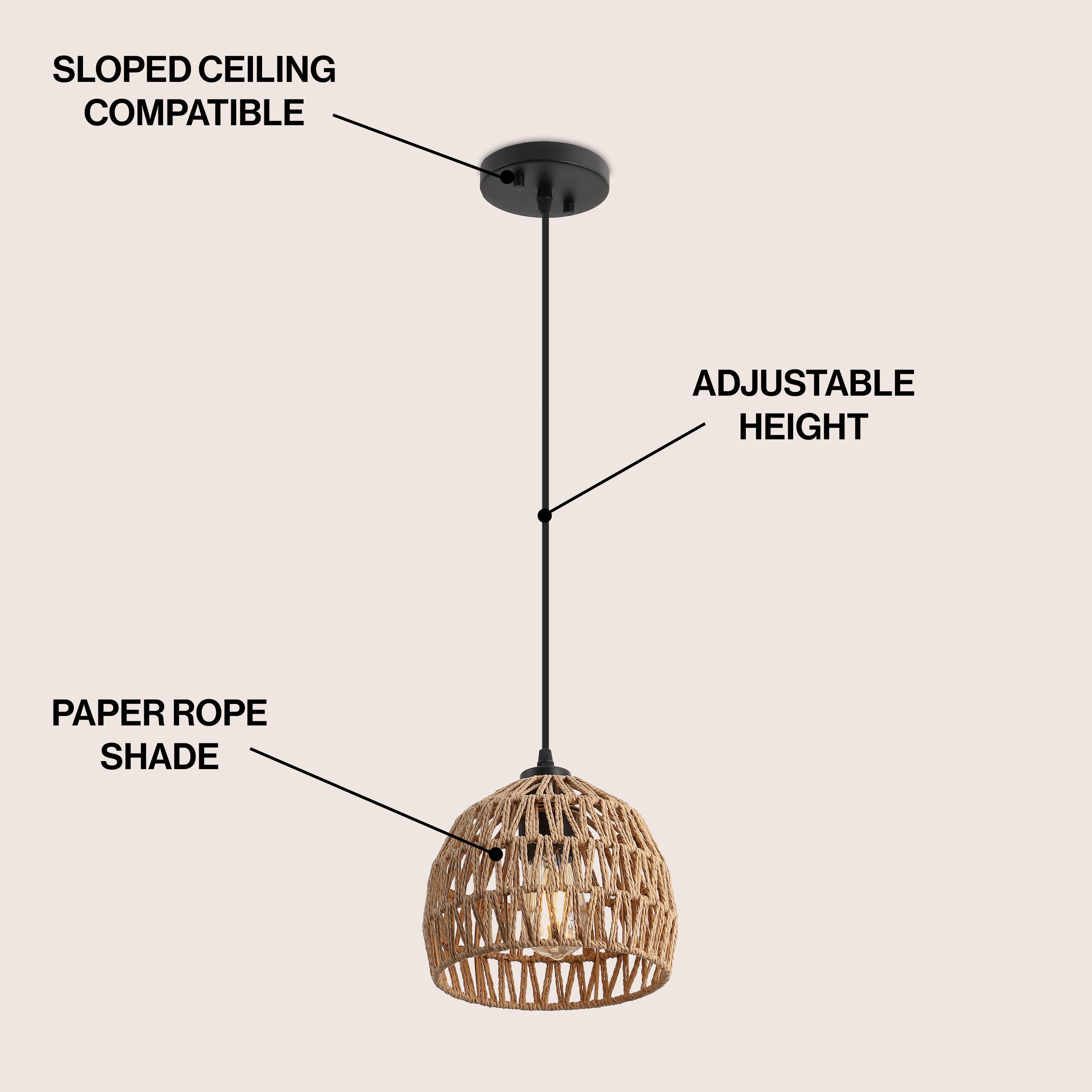 Sloped Ceiling Compatible Adjustable Height Paper Rope Shade