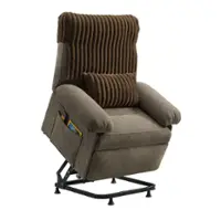 Bestier - Triple Motor Power Lift Recliner Chair with Removable Cover Lumbar Pillow and Side Pocket - Coffee - Front_Zoom