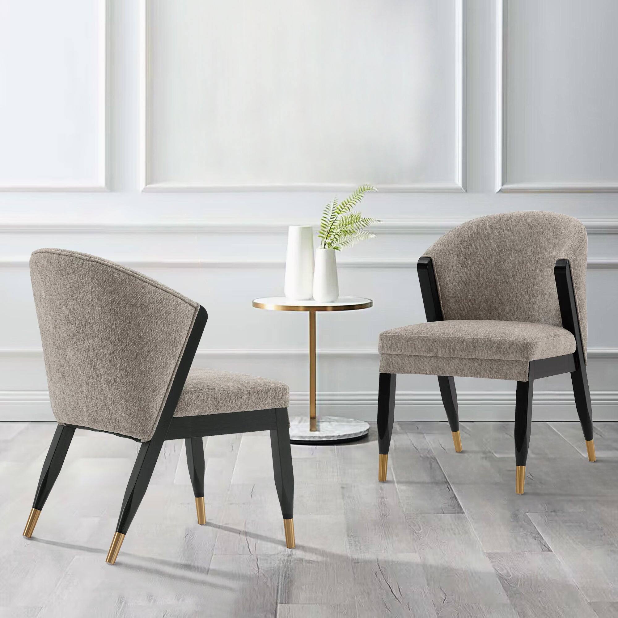 Angle. Manhattan Comfort - Ola Modern Wood Chenille Dining Chair - Set of 2 - Stone.