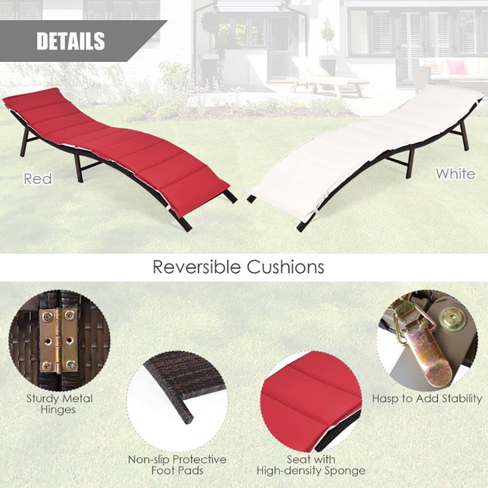 DETAILS

- Red White Reversible Cushions
- Sturdy Metal Hinges
- Hasp to Add Stability
- Non-slip Protective Seat with Foot Pads
- High-density Sponge