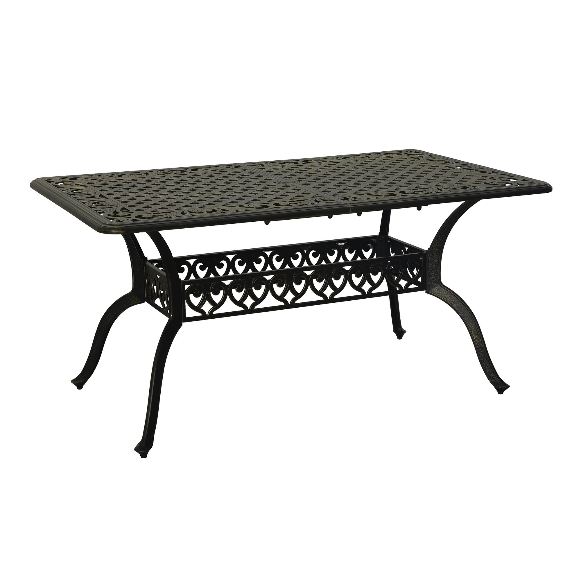 Front. Mondawe - 59" Cast Aluminum Rectangular Dining Table - Bronze.