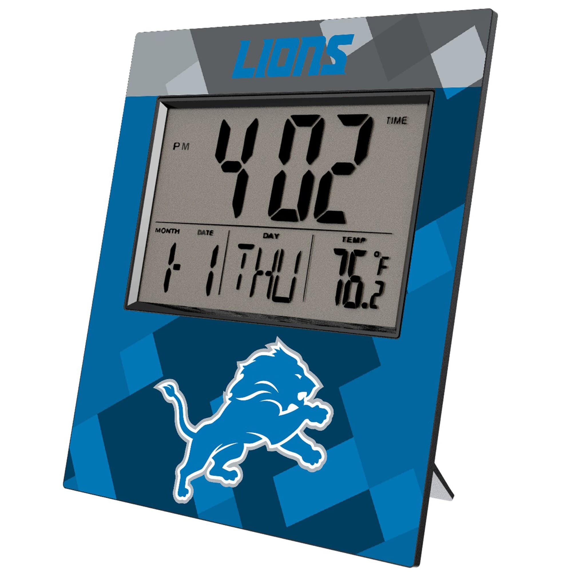Keyscaper - Detroit Lions Color Block Digital Desk Clock - Multicolor