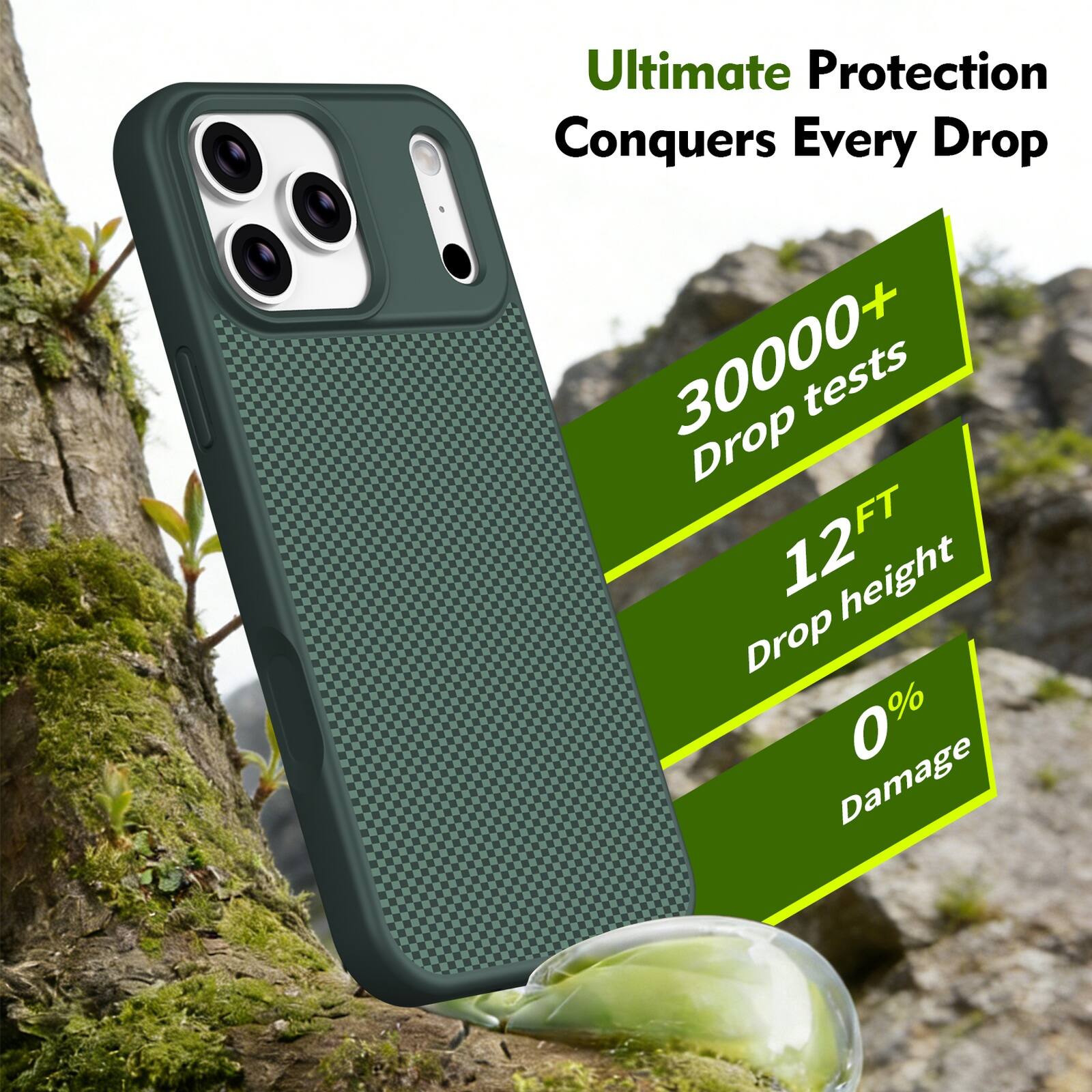 Ultimate Protection Conquers Every Drop  
30000+ Drop tests  
12FT Drop height  
0% Damage