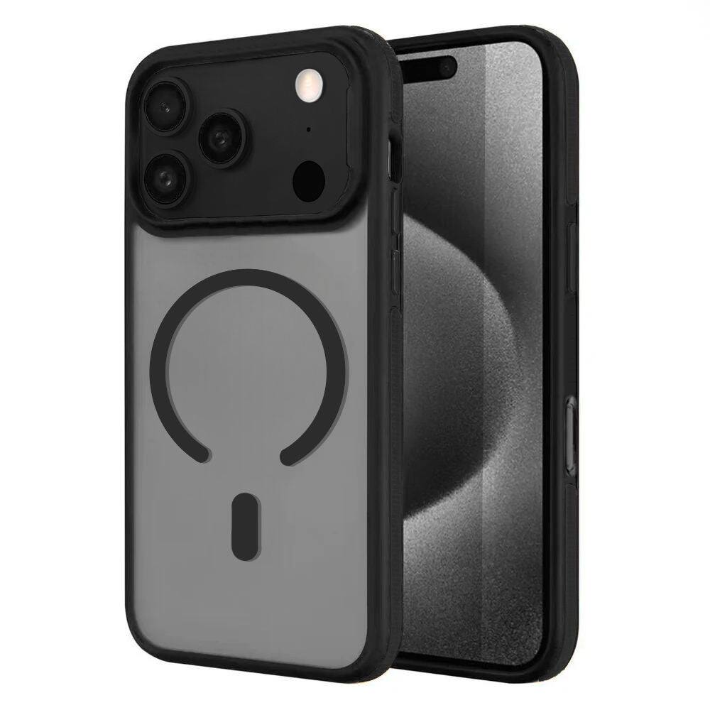 Front. Entronix - Entronix [Magnetic] Case Compatible with iPhone 18 Pro - Translucent Matte Back w/ Rugged Edges - Black.