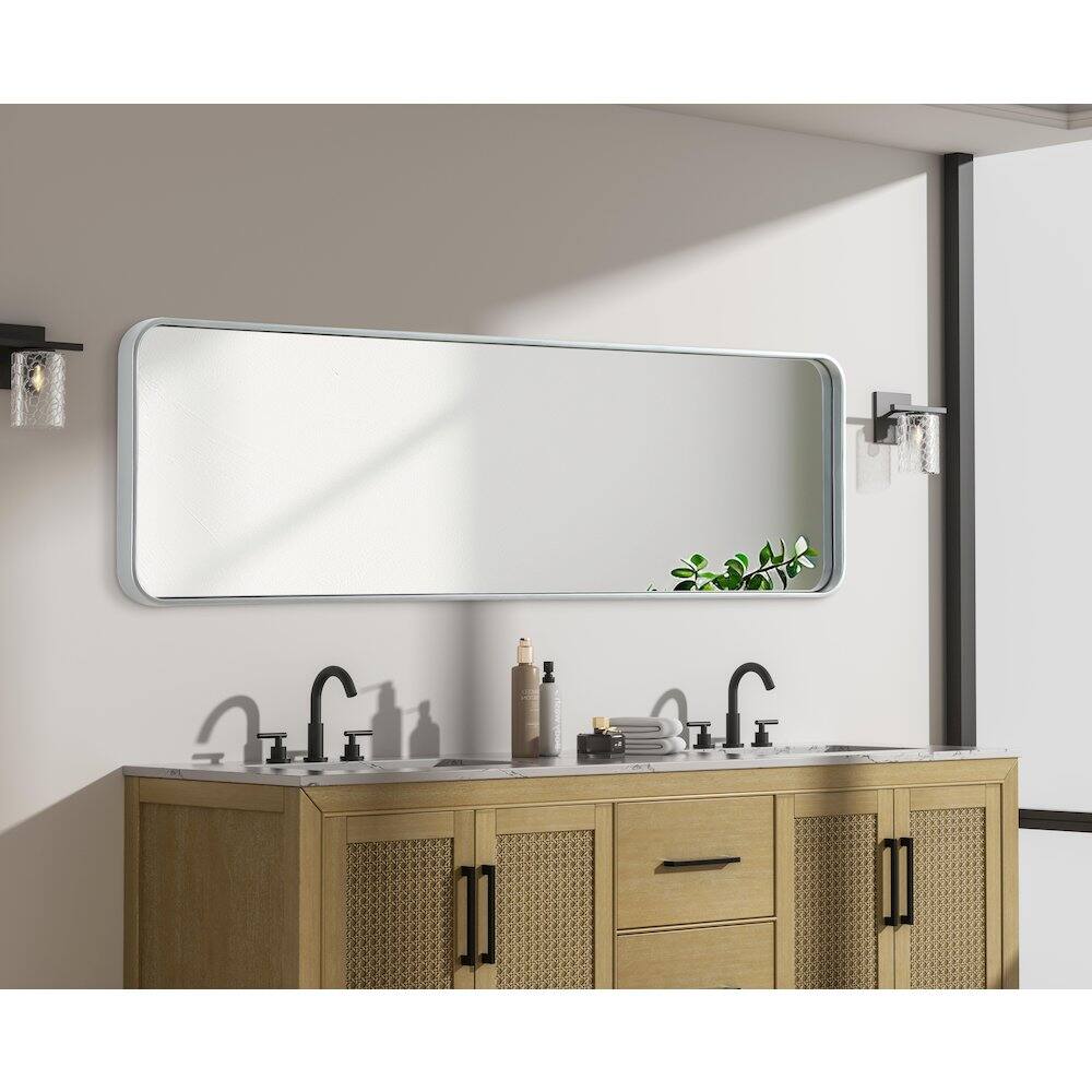 Alt View 2. Elegant Decor - Contour Metal Rectangle Mirror 18x60 in Silver - Silver.