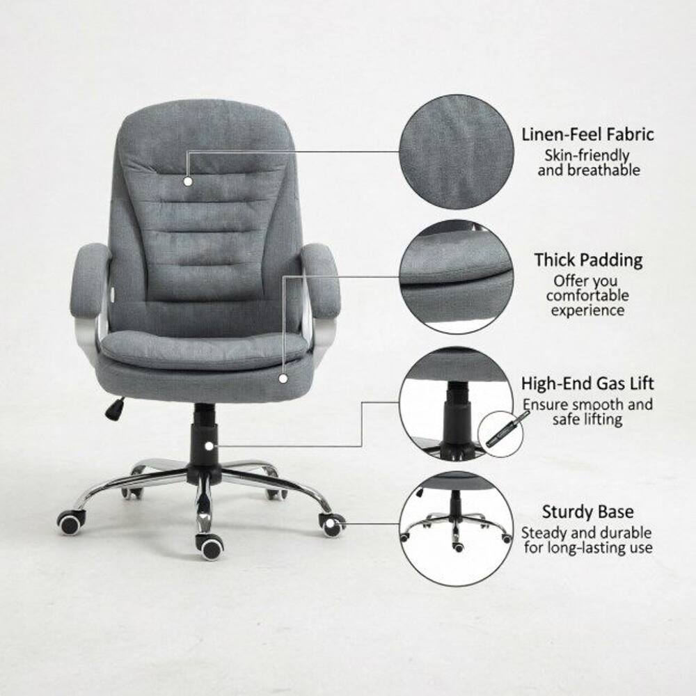 Linen-Feel Fabric: Skin-friendly and breathable  
Thick Padding: Offer you comfortable experience  
High-End Gas Lift: Ensure smooth and safe lifting  
Sturdy Base: Steady and durable for long-lasting use