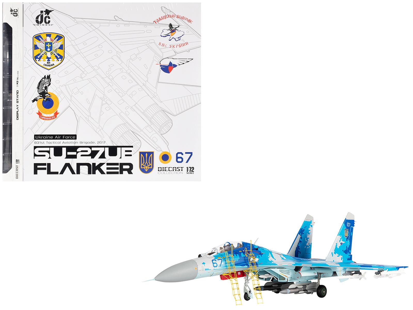 Sukhoi Su-27UB Flanker Aircraft "831st Tactical Aviation Brigade" (2017) Ukrainian Air Forces 1/72 Model by JC Wings