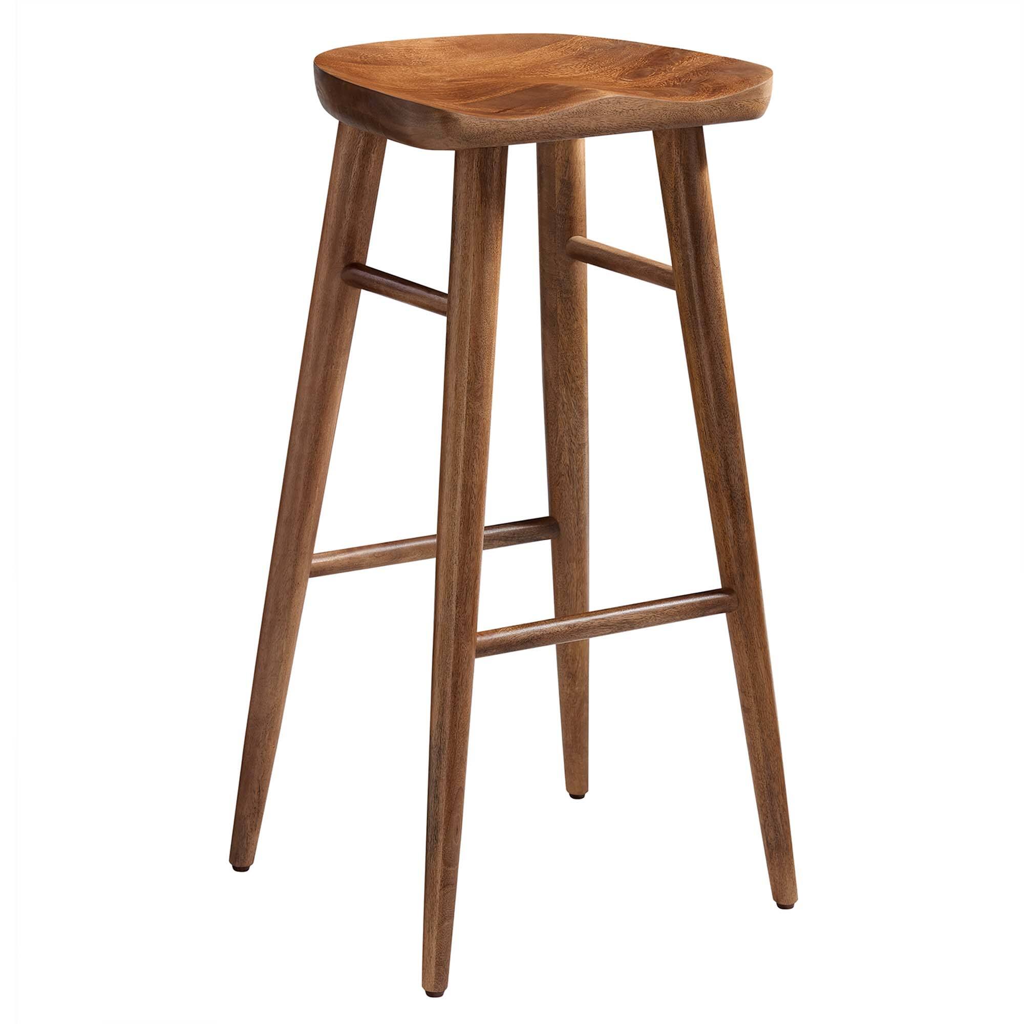 Back. Modway - Saville Backless Wood Bar Stools Set of 2 - Brown.