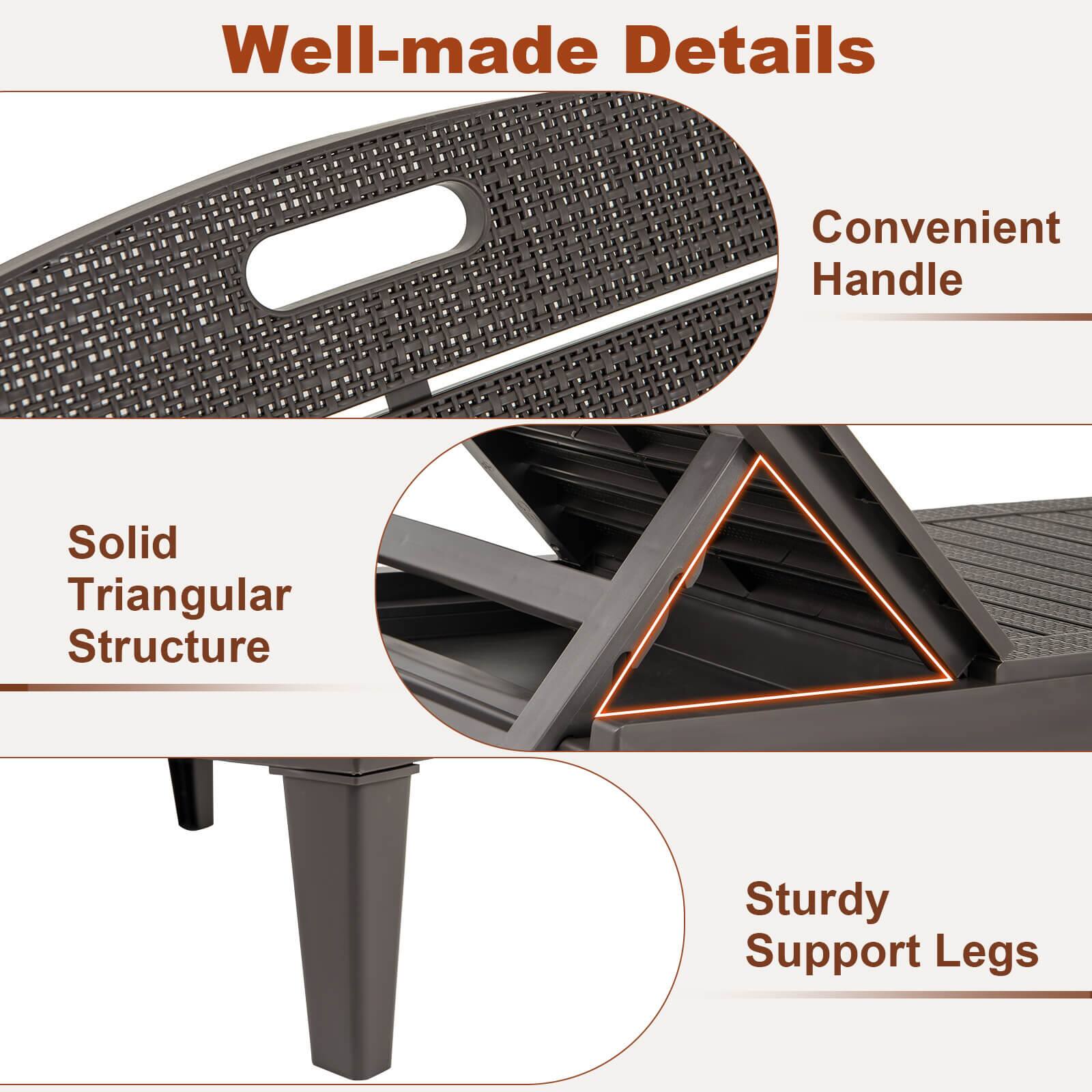 Well-made Details

- Convenient Handle
- Solid Triangular Structure
- Sturdy Support Legs
