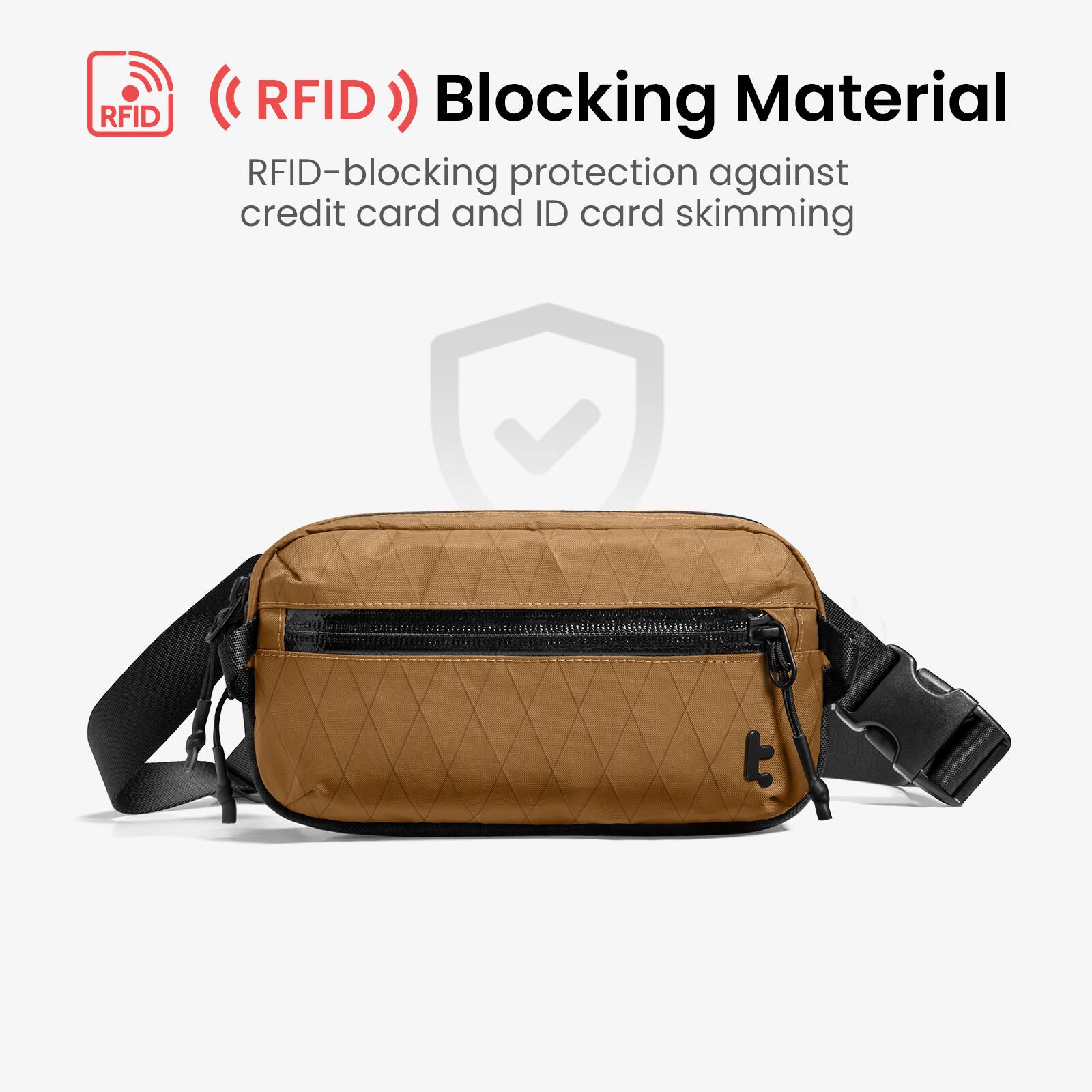 RFID Blocking Material  
RFID-blocking protection against credit card and ID card skimming