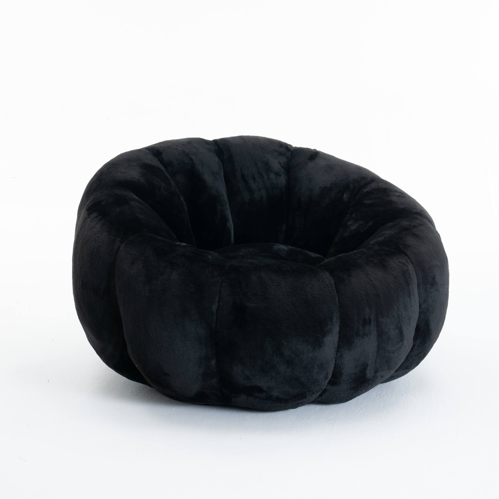 Alt View 4. GOODSILO - Floral-Shaped Faux Fur Bean Bag Sofa, Ultra-Soft Large Reading Chair for Living Room or Bedroom, Single-Seater - Black.