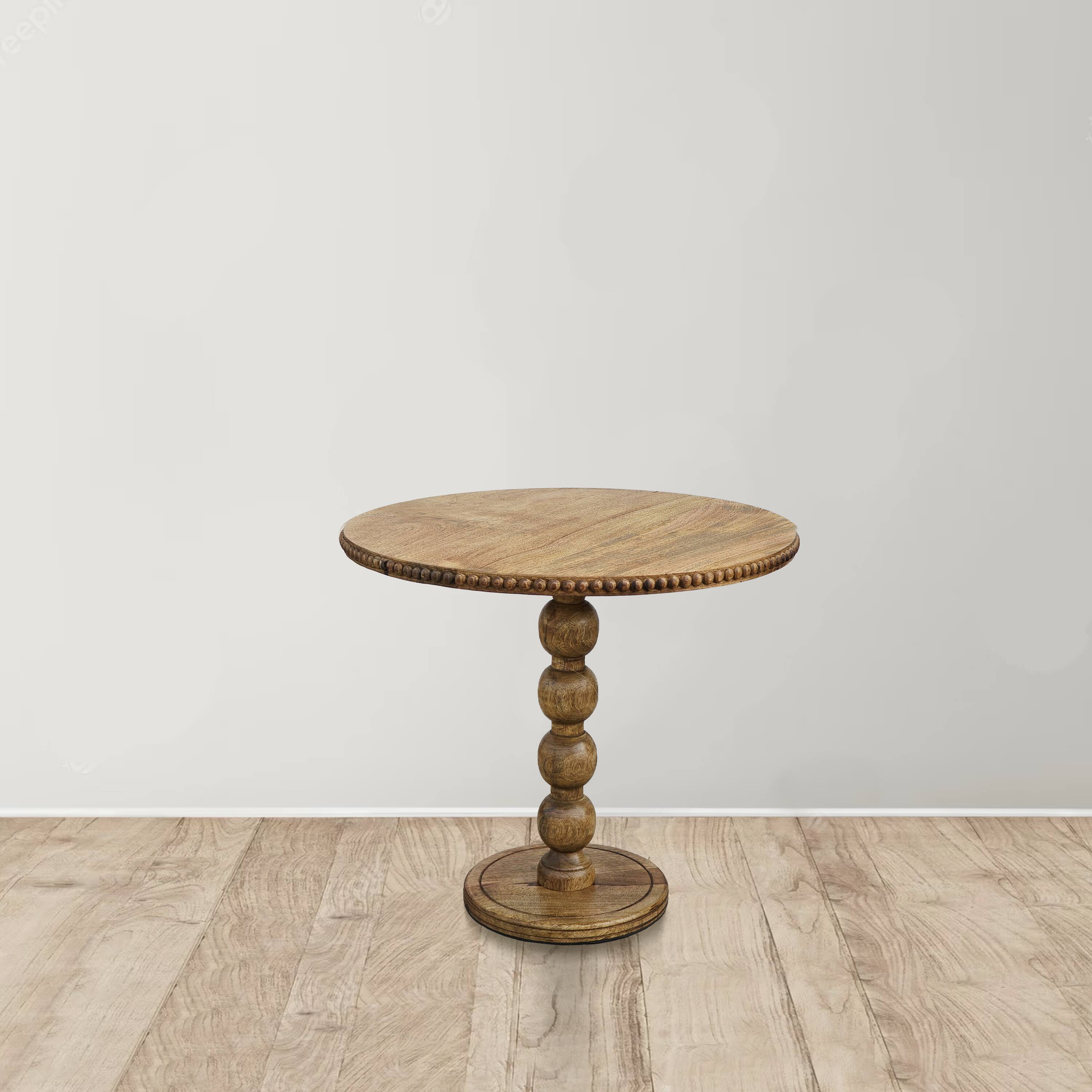 Alt View 8. Manhattan Lane - 21 Inch Side End Table, Round Top, Stacked Ball Post, Natural Brown Mango Wood - Brown.