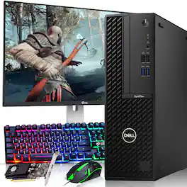 Dell - Refurbished Excellent - OptiPlex Gaming Desktop PC | Intel i5-10th 3.10GHz | 16GB RAM | 512GB SSD | 24" LED | NVIDIA GT 1030 | Wi-Fi | Win11 - Black