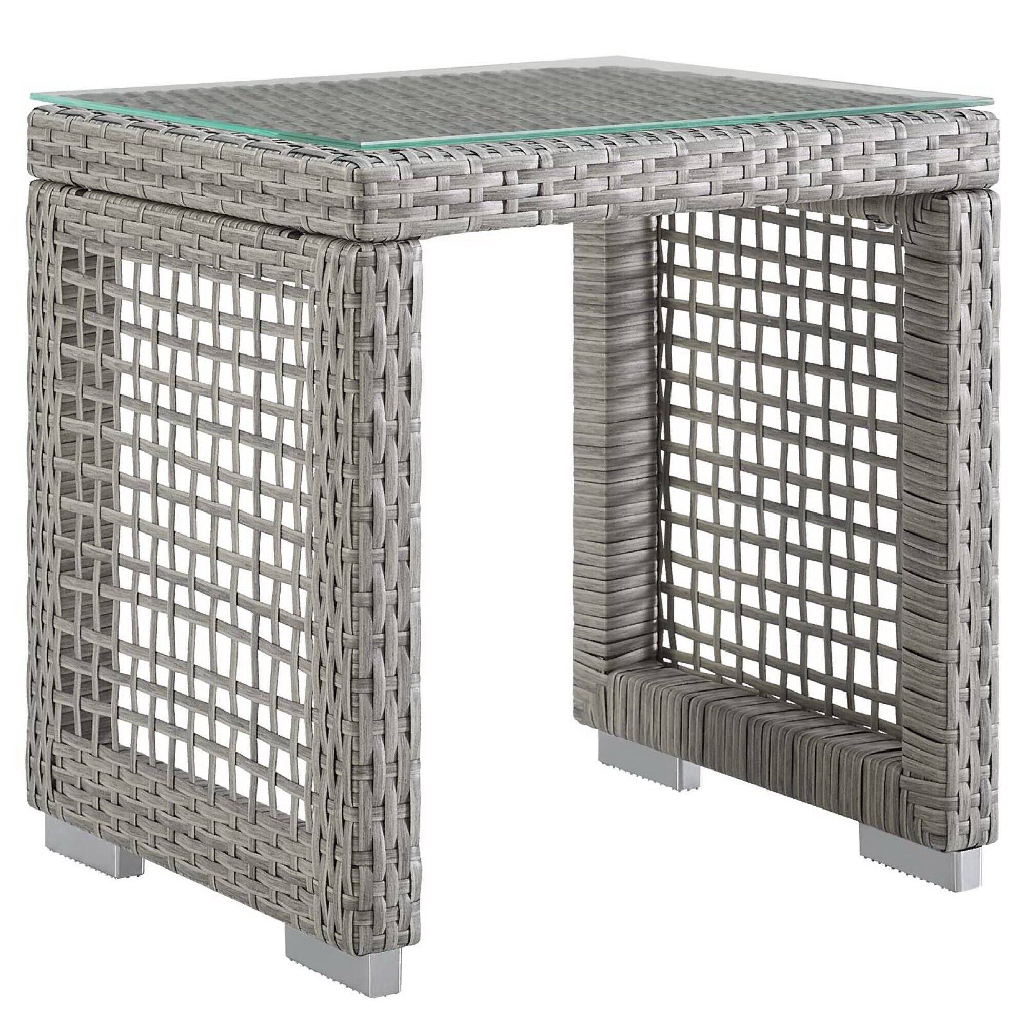 Angle. Modway - Aura Outdoor Patio Wicker Rattan Side Table by Modway - Gray.