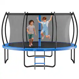 VEVOR - Outdoor Trampoline, 10FT Recreational Trampoline, ASTM Approved Trampolines with Enclosure Net & Thickened Pad - Blue,Black