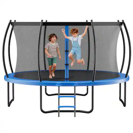Front. VEVOR - Outdoor Trampoline, 10FT Recreational Trampoline, ASTM Approved Trampolines with Enclosure Net & Thickened Pad - Blue,Black.