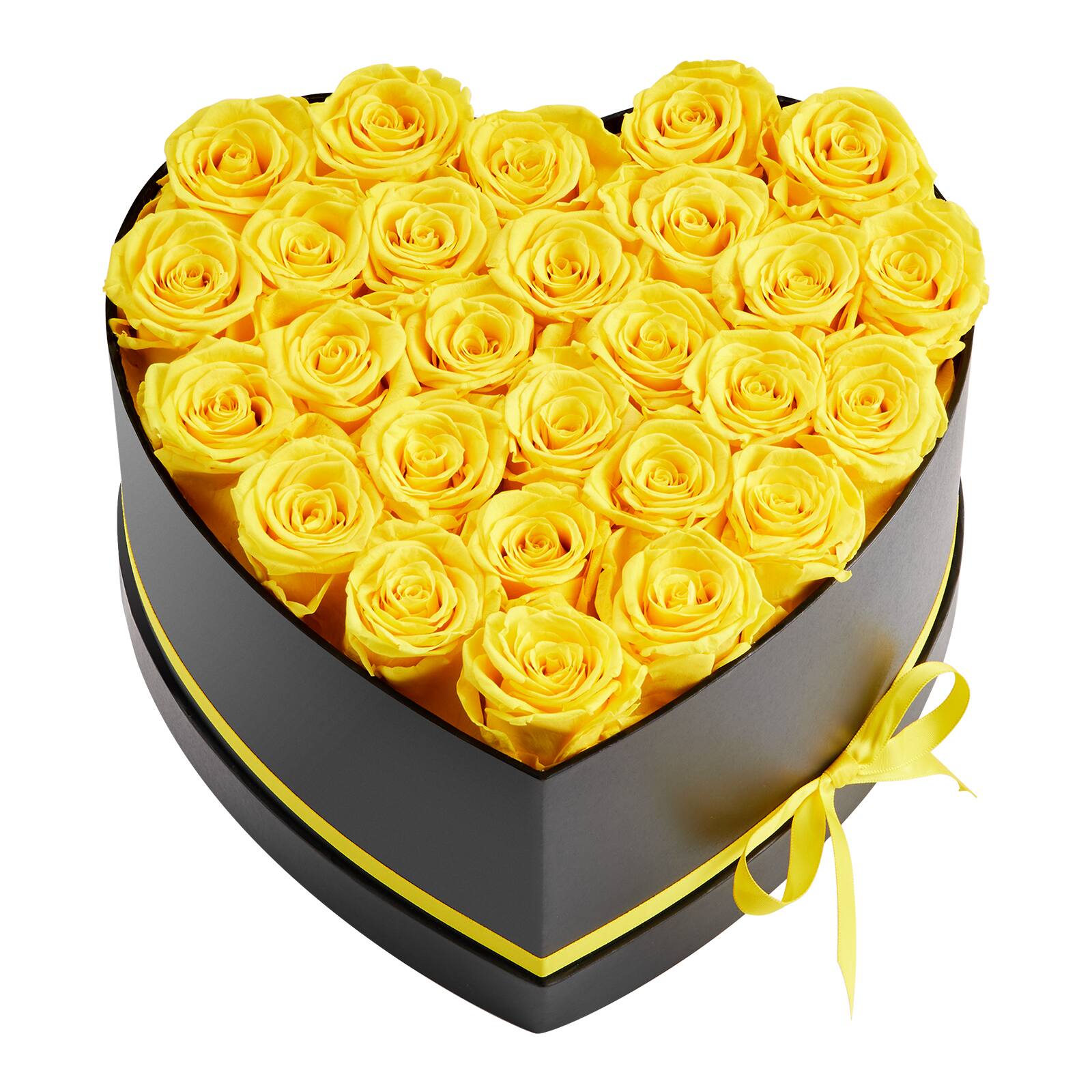 Alt View 5. VEVOR - Forever Flowers, 27 Preserved Roses in a Heart Shape Box, Eternal Flowers Immortal Bouquet Birthday Present for Women - Yellow, Black.