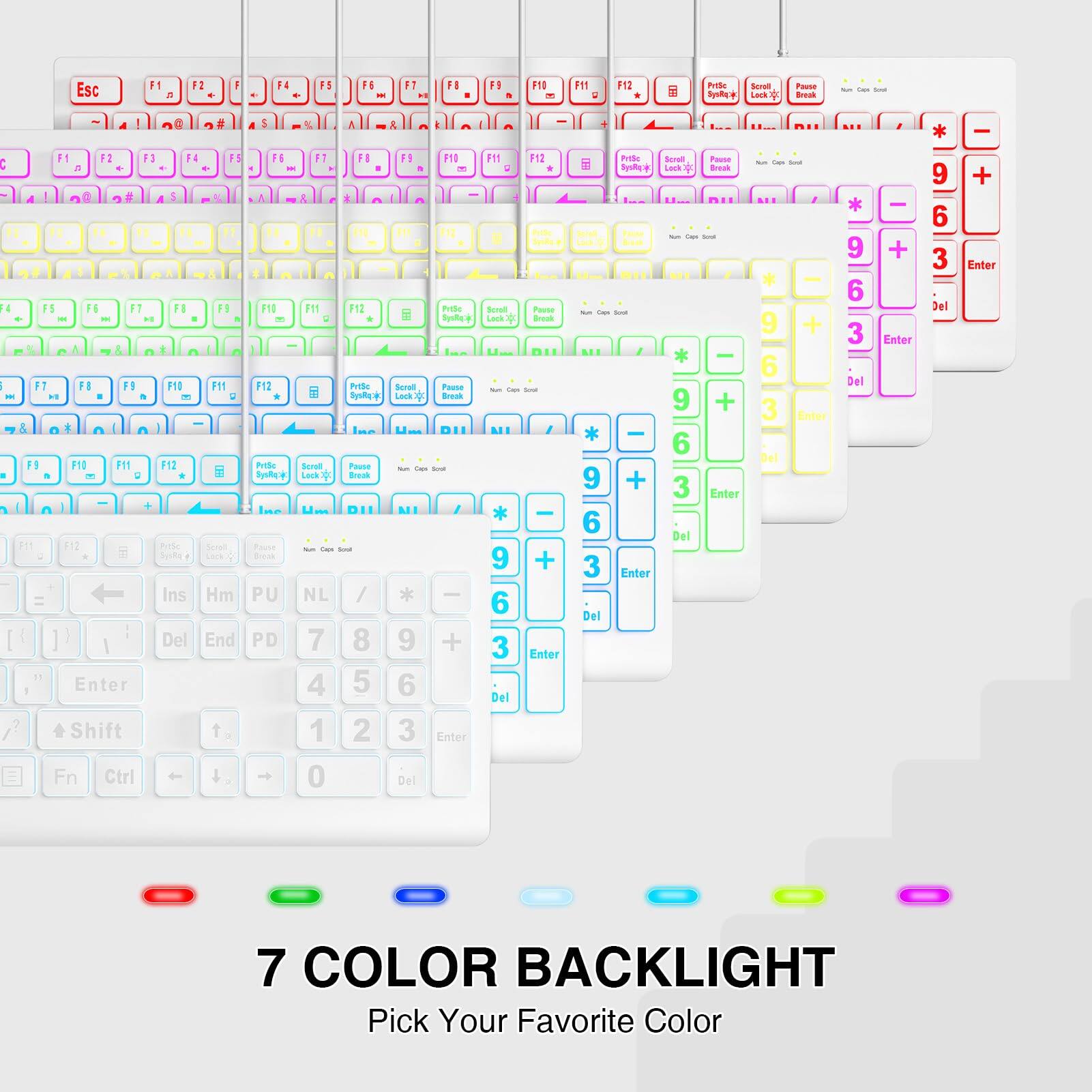 Sure, here is the corrected and grouped text from the image:

---

**Esc F1 F2 F3 F4 F5 F6 F7 F8 F9 F10 F11 F12**

**1 2 3 4 5 6 7 8 9 0 - = Backspace**

**Tab Q W E R T Y U I O P [ ] \**

**Caps Lock A S D F G H J K L ; ' Return**

**Shift Z X C V B N M , . / Shift**

**Fn Ctrl Fn Alt Spacebar Alt Fn**

**F1 F2 F3 F4 F5 F6 F7 F8 F9 F10 F11 F12**

**Print Screen Scroll Lock Pause**

**Insert Home Page Up Page Down End**

**Num Lock Num Pad 7 8 9 + Num Pad 4 5 6 - Num Pad 1 2 3 Enter**

**Num Lock Num Pad 7 8 9 + Num Pad 4 5 6 - Num Pad 1 2 3 Enter**

**Num Lock Num Pad 7 8 9 + Num Pad 4 5 6 - Num Pad 