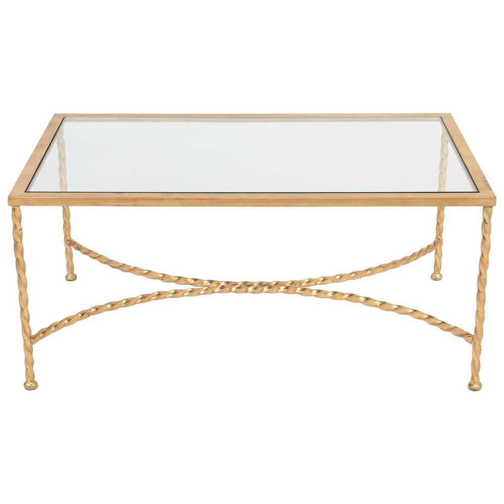 Safavieh - American Homes Collection Matilda Leaf Glass Couture Coffee Table - Gold