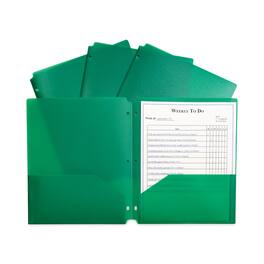 C-Line Products - Two-Pocket Heavyweight Poly Portfolio Folder, 3-Hole Punch, 11 x 8.5, Green, 25/Box