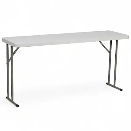 Front. Emma + Oliver - 5-Foot Plastic Folding Training Table - Granite White.